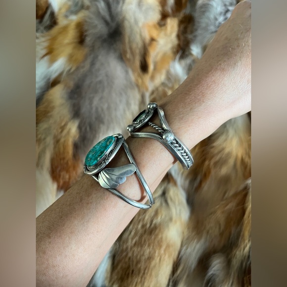 VINTAGE SILVER & TURQUOISE TRIBAL NATIVE AMERICAN CUFF BRACELET NAVAJO MEXICO - Picture 11 of 13